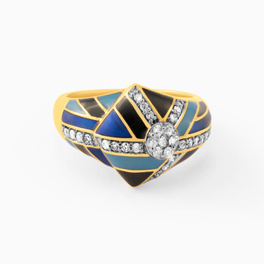 Abstract Diamond & Colored Stones Ring in 18K Gold - KR603638-SI3