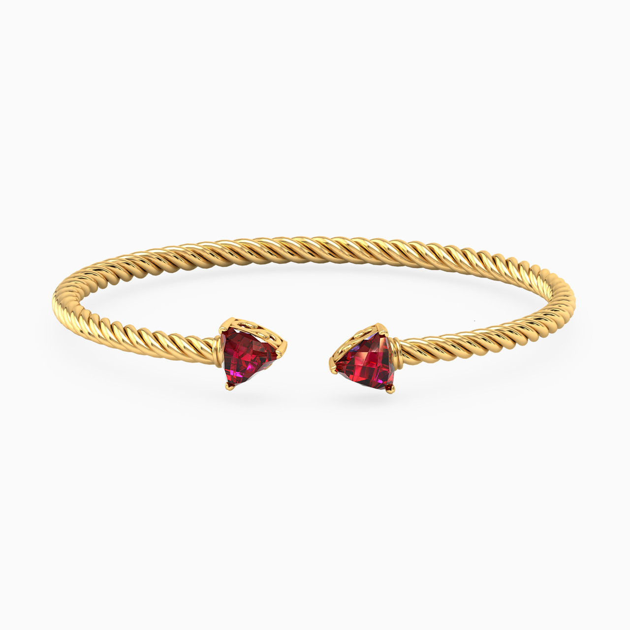 18K Gold Colored Stones Bangle Bracelet