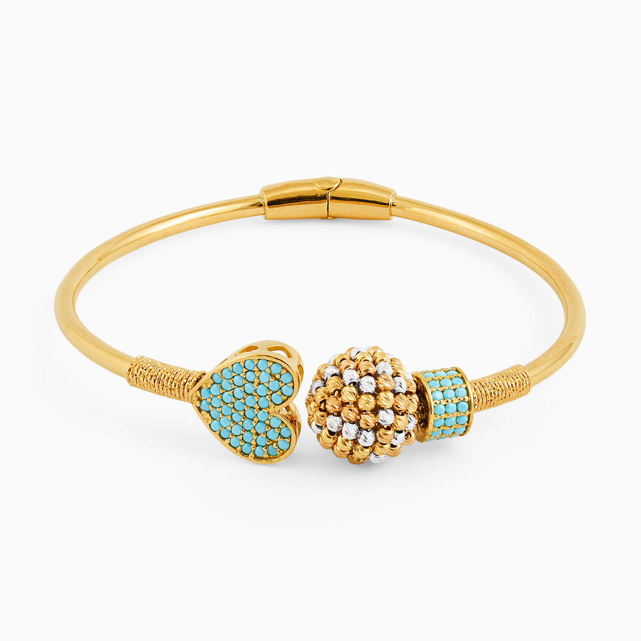 18K Gold Colored Stones Bangle Bracelet