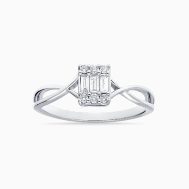 Square Diamond Ring in 18K Gold - KR602489