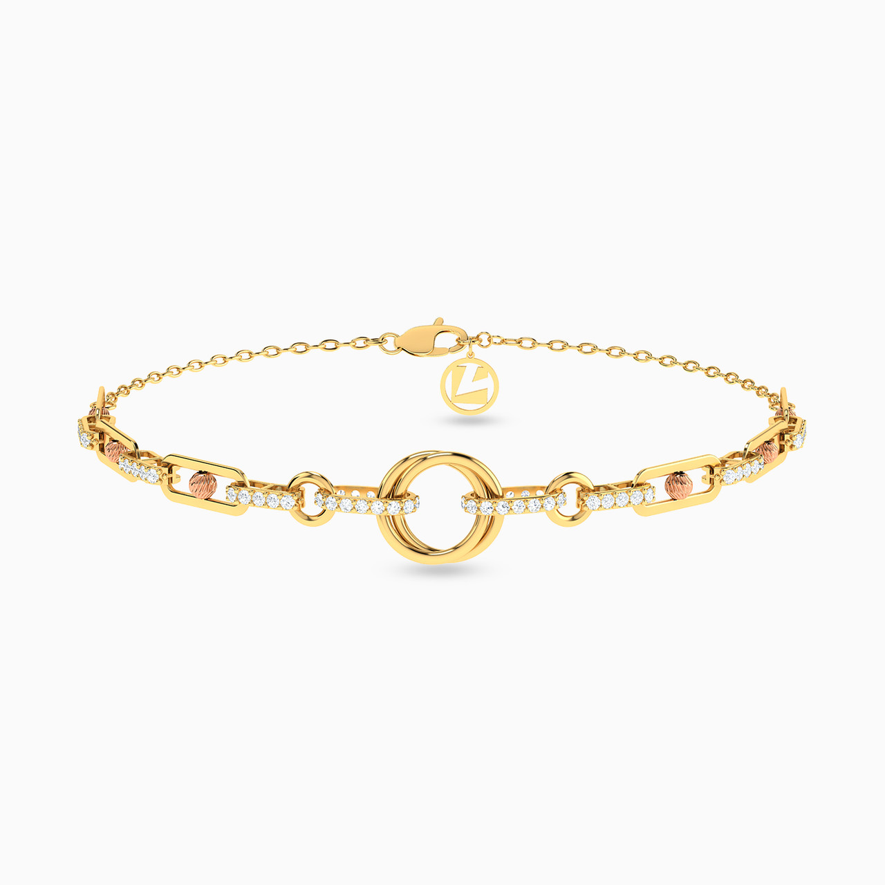 21K Gold Cubic Zirconia Chain Bracelet