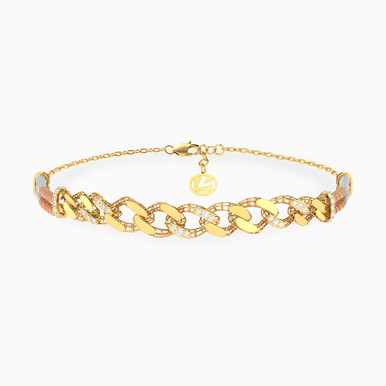 Links Cubic Zirconia Chain Bracelet in 21K Gold - 22010110377