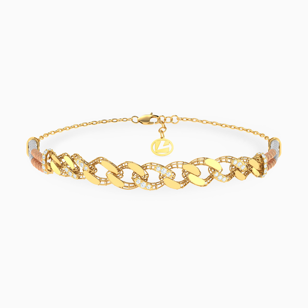 21K Gold Cubic Zirconia Chain Bracelet