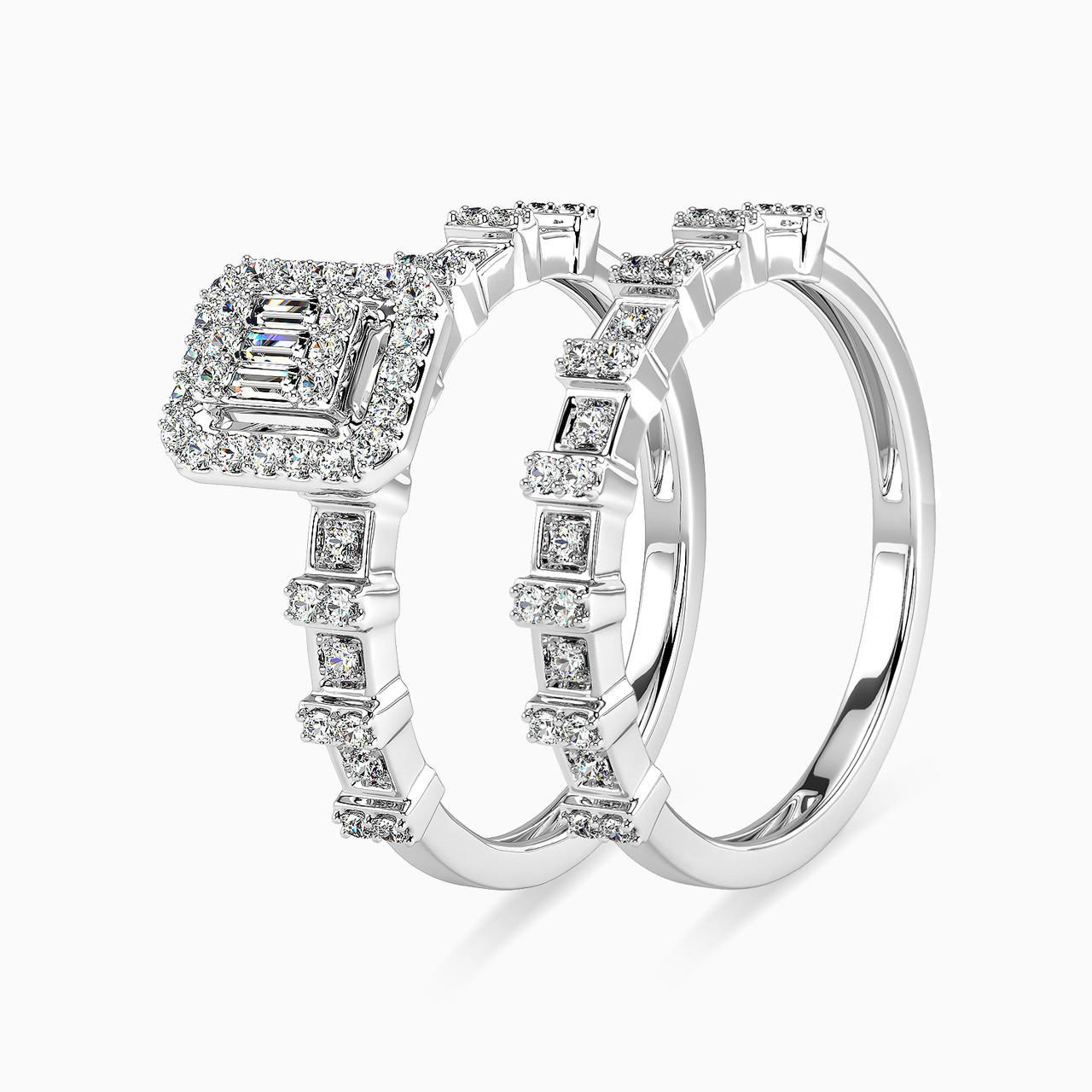 18K Gold Diamond Twin Rings