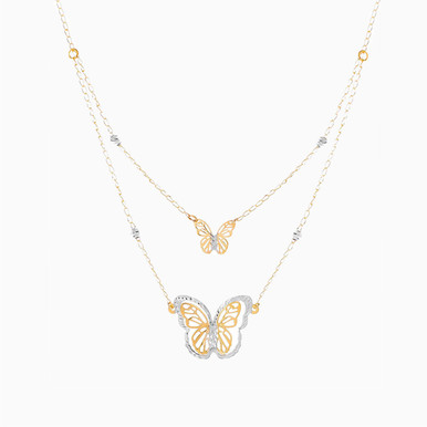 Butterfly Layered Necklace in 18K Gold - 21046140402