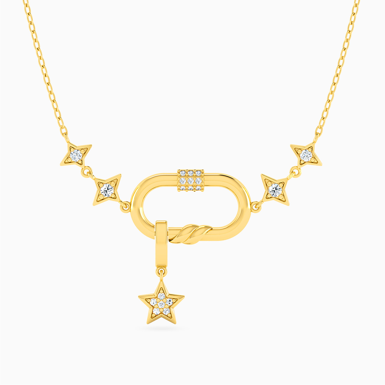 Oval Diamonds Necklace In 18K Gold