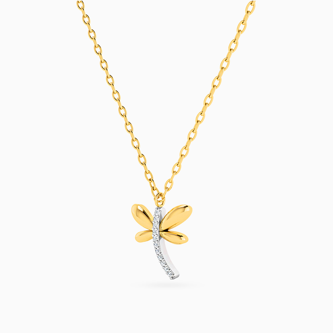 Dragonfly Diamonds Necklace In 18K Gold