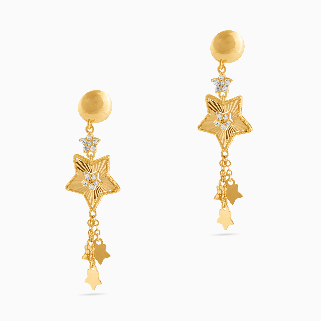 18K Gold Cubic Zirconia Drop Earrings