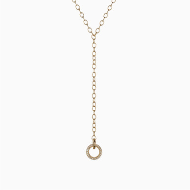 Circle Cubic Zirconia Gold Plated Necklace - 97355145