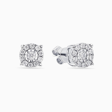 Circle Diamond Stud Earrings in 18K Gold - KE700251-SI3 Circle Diamond Stud Earrings in 18K Gold - KE700251-SI3