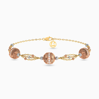 Round Cubic Zirconia Chain Bracelet in 21K Gold - 22010020155 Round Cubic Zirconia Chain Bracelet in 21K Gold - 22010020155