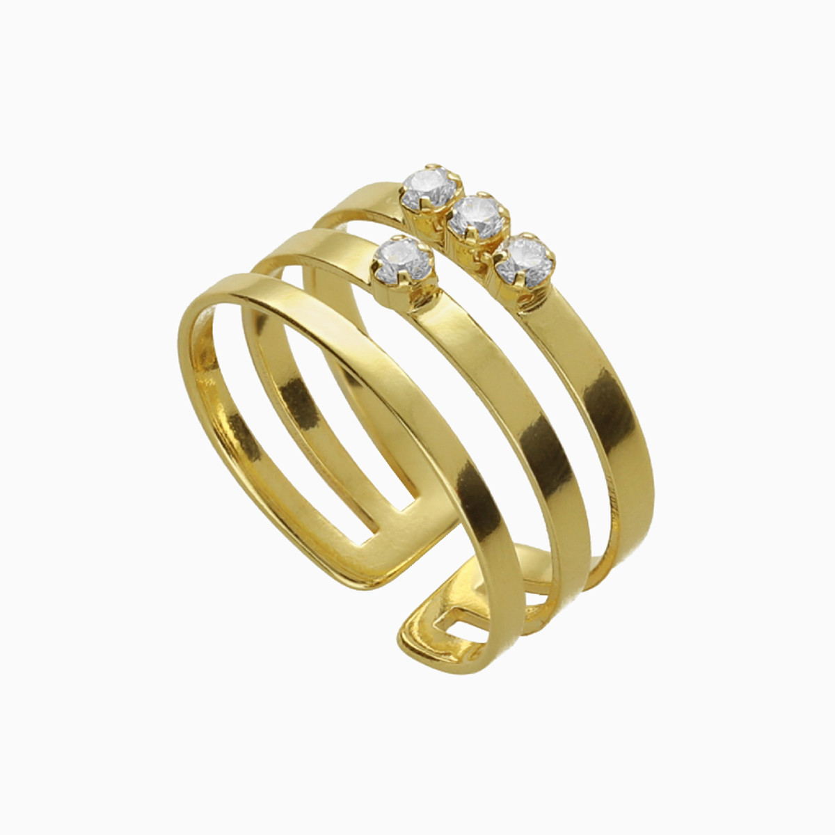 Gold Plated Colored Stones Statement Ring