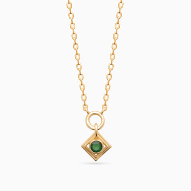 Square Green Stones Gold Plated Necklace - 97385645