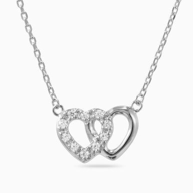 Heart Cubic Zirconia Sterling Silver Necklace - 87810042