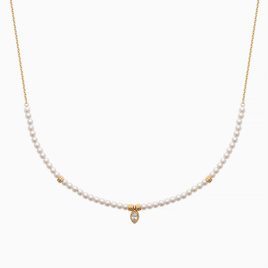 Circle Pearl Gold Plated Chain Necklace - 97380045