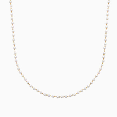 Circle Pearl Gold Plated Chain Necklace - 97373745