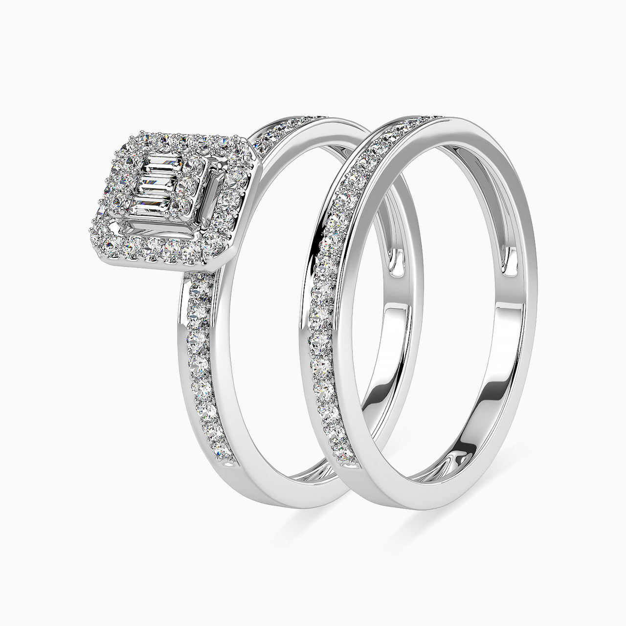 18K Gold Diamond Twin Rings