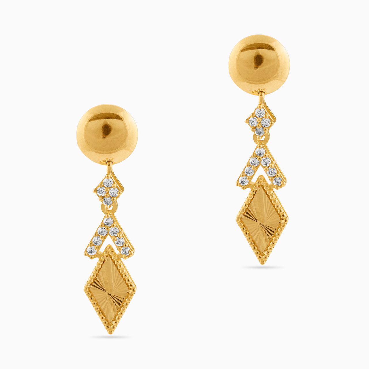 21K Gold Cubic Zirconia Drop Earrings