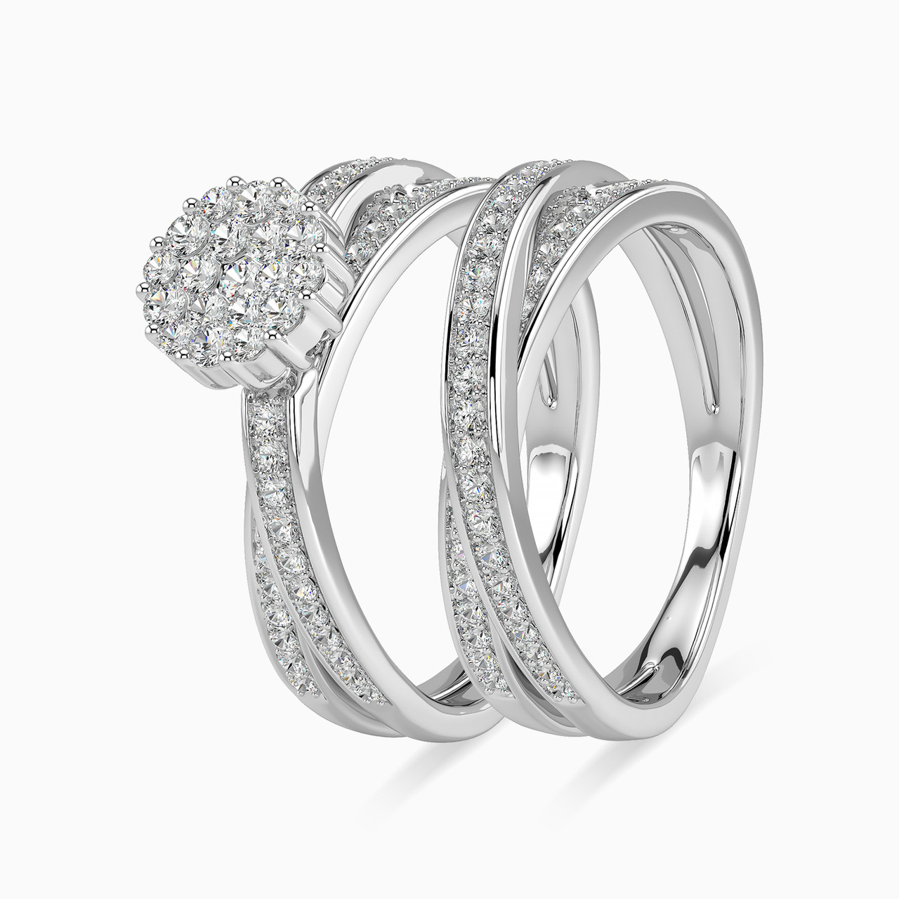 18K Gold Diamond Twin Rings