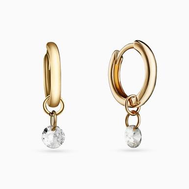 Circle Cubic Zirconia Gold Plated Drop Earrings - 2636910