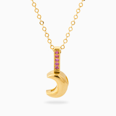 Crescent Rose Stone Necklace In 18K Gold - 6213