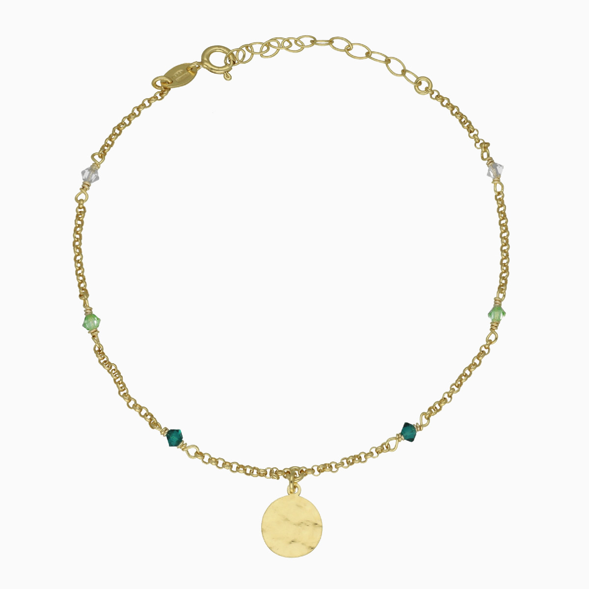 Gold Plated Colored Stones Chain Anklet