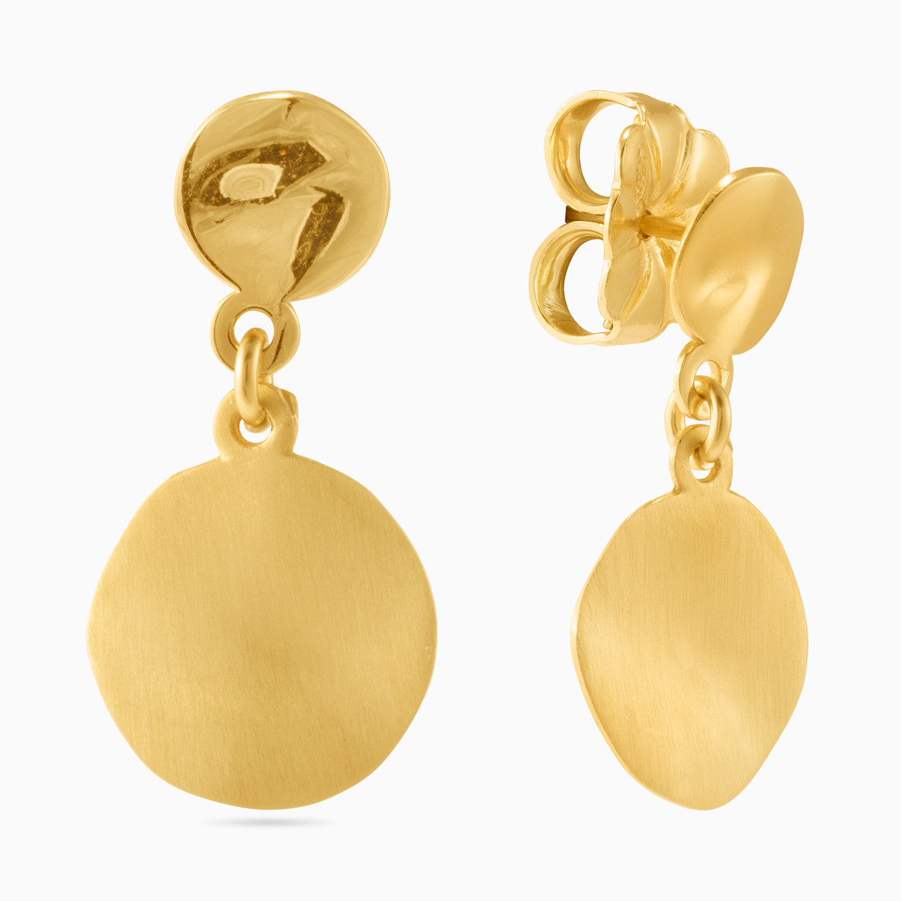 Circle Gold Plated Drop Earrings