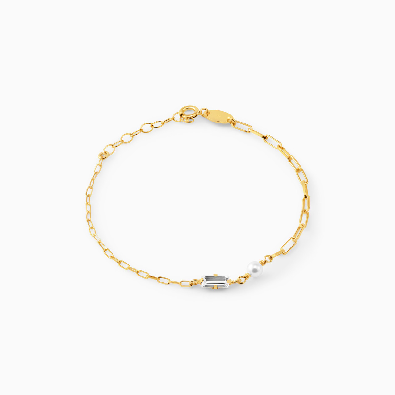 Gold Plated Colored Stones Chain Bracelet