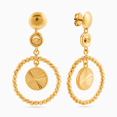 Circle Drop Earrings in 21K Gold - 22003110031