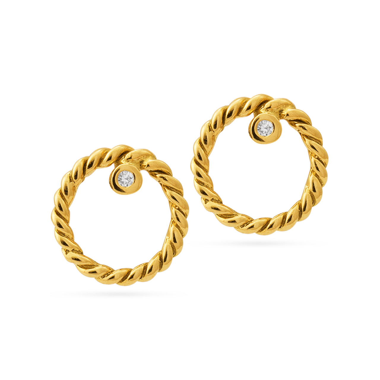 18K Gold Cubic Zirconia Stud Earrings