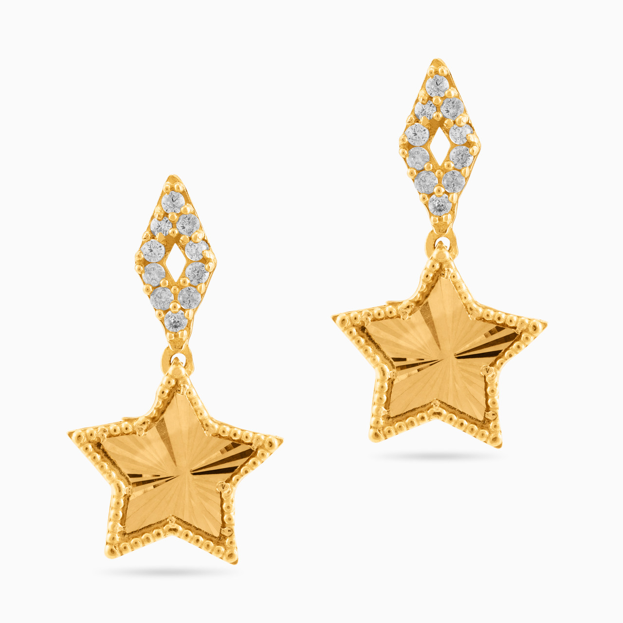 21K Gold Cubic Zirconia Drop Earrings