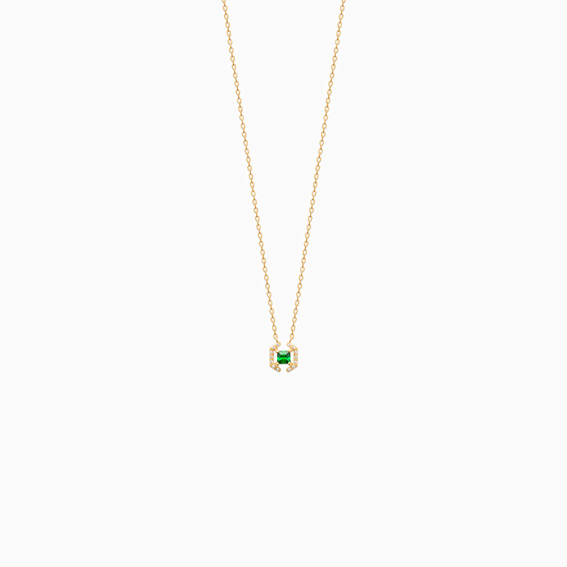 Gold Plated Colored Stones Pendant Necklace