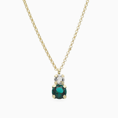 Circle Green Stones Gold Plated Necklace - A3752-20DG
