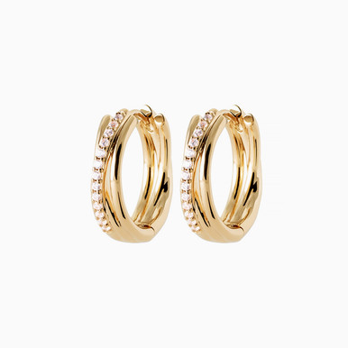 Twist Clear Stone Gold Plated Hoop Earrings - 2661310 Twist Clear Stone Gold Plated Hoop Earrings - 2661310
