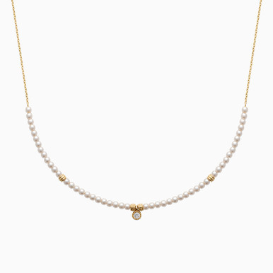 Circle Pearl Gold Plated Chain Necklace - 97380145