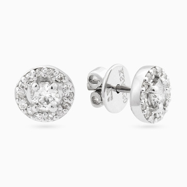 Circle Clear Stone Stud Earrings in 18K Gold - 21051110247 Circle Clear Stone Stud Earrings in 18K Gold - 21051110247