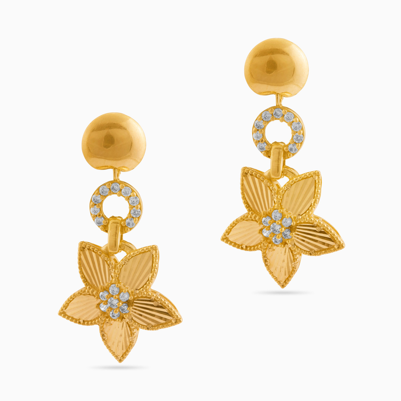 21K Gold Cubic Zirconia Drop Earrings