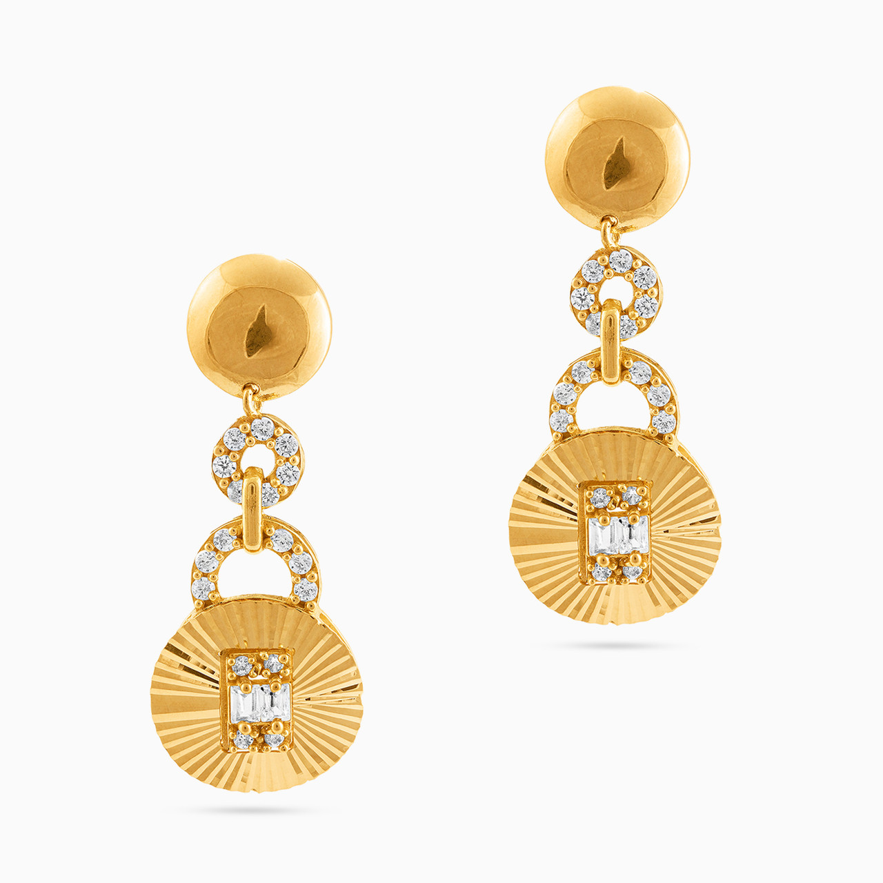 21K Gold Cubic Zirconia Drop Earrings