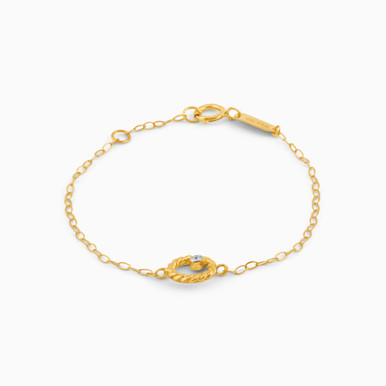 Kids Oval Clear Stone Chain Bracelet in 18K Gold - 21047110204