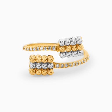 Beaded Cubic Zirconia Two headed Ring in 21K Gold - 22002020010