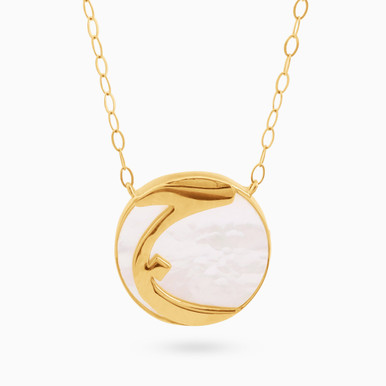 Letter Jeem Pearl Necklace in 18K Gold - 111405100126