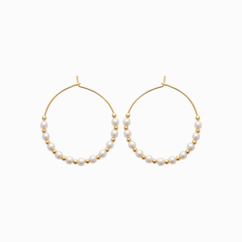 Gold Plated Pearls Hoop Earrings