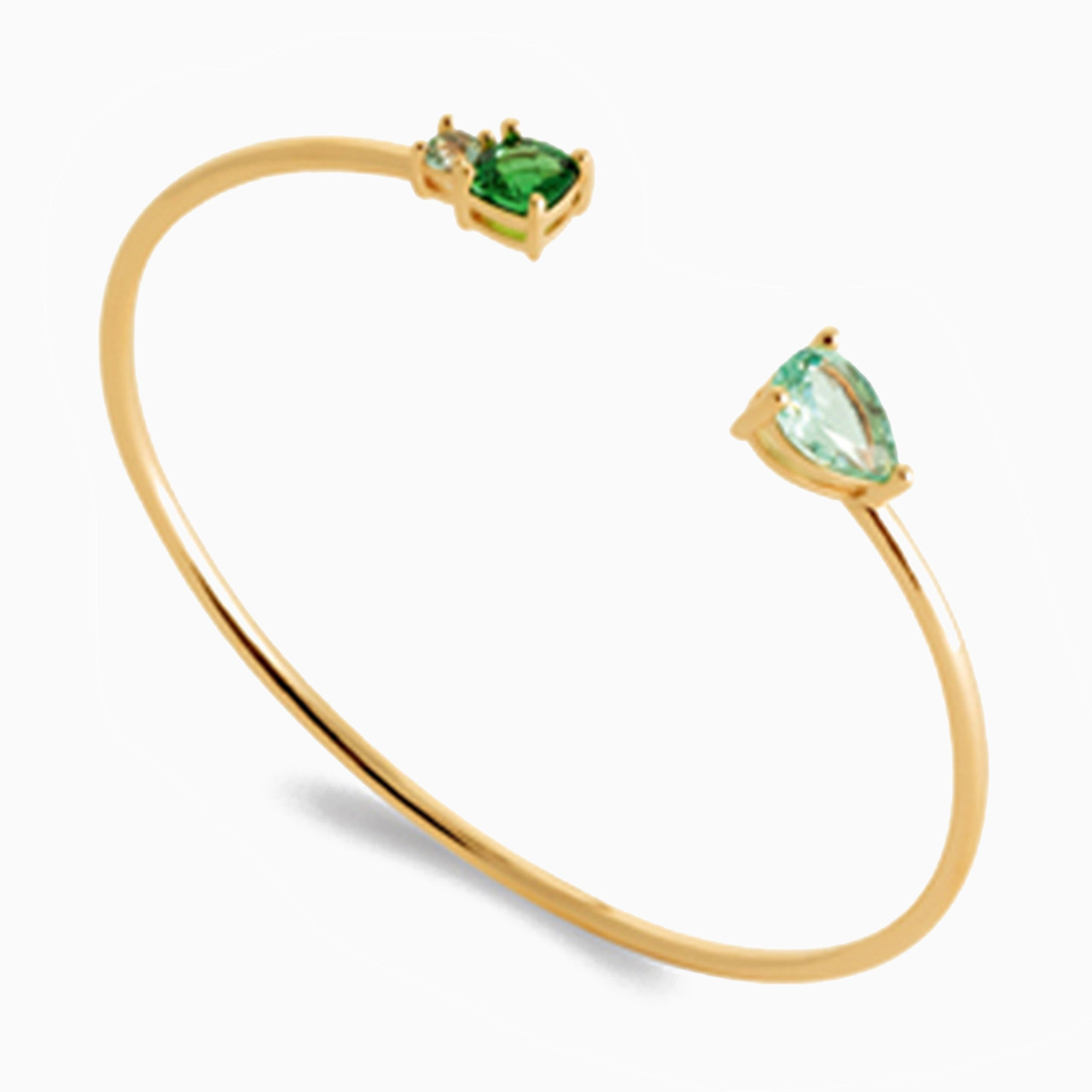 Gold Plated Colored Stones Cuff Bracelet