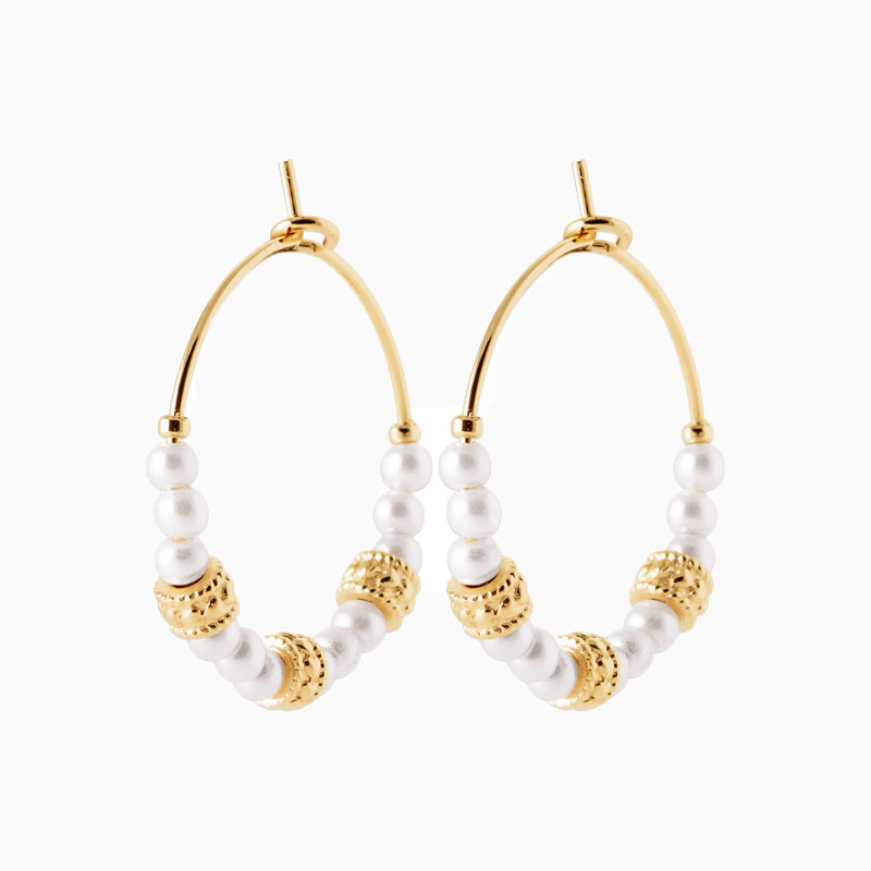 Gold Plated Pearls Hoop Earrings