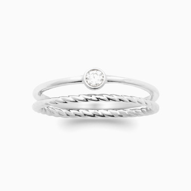 Layered Clear Stone Sterling Silver Ring - 1955110 Layered Clear Stone Sterling Silver Ring - 1955110