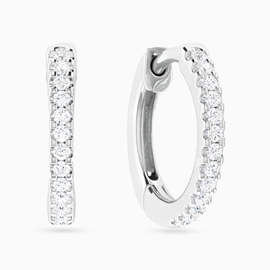 Slim Diamond Hoop Earrings in 18K Gold - HP400728W18DI1 Slim Diamond Hoop Earrings in 18K Gold - HP400728W18DI1