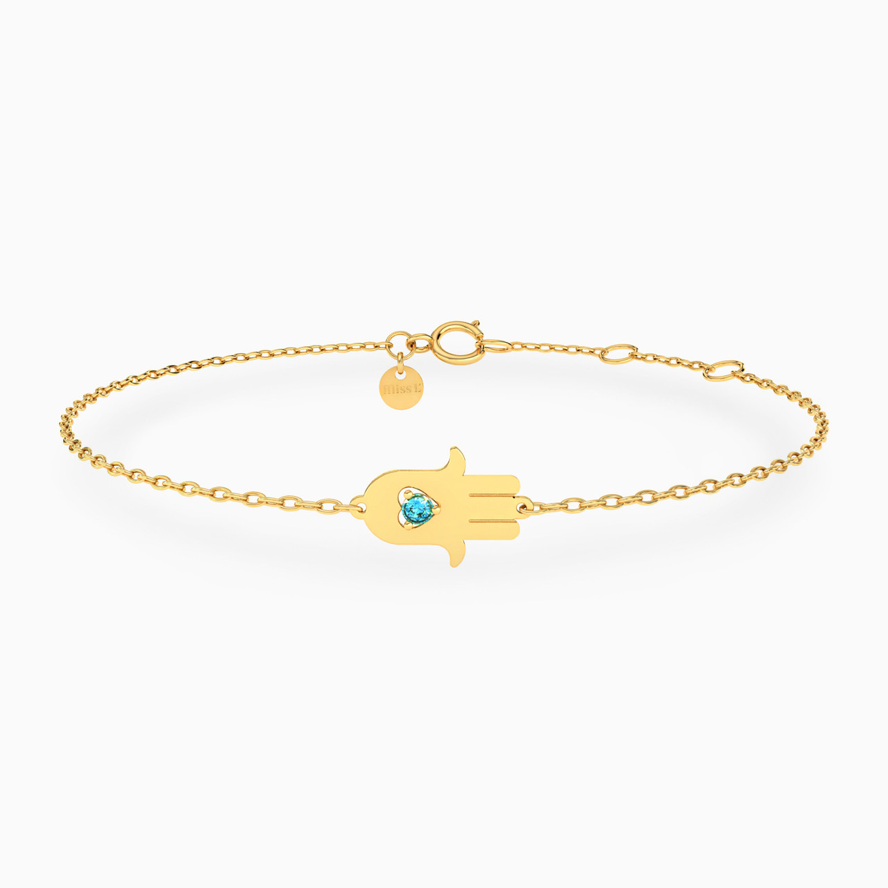 18K Gold Colored Stones Chain Bracelet