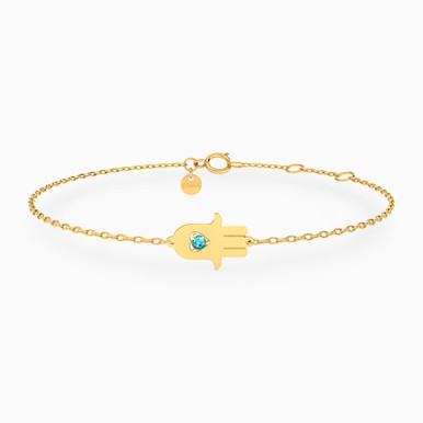 Hamsa Colored Stones Chain Bracelet in 18K Gold - 21047110251