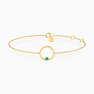Circle Green Stones Chain Bracelet in 18K Gold - 21047110252