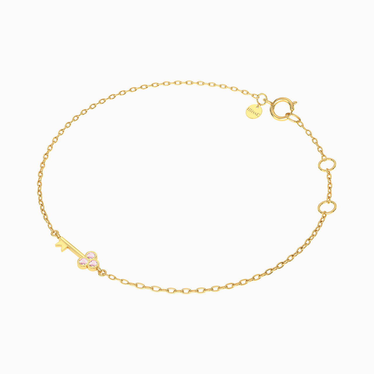 18K Gold Colored Stones Chain Bracelet